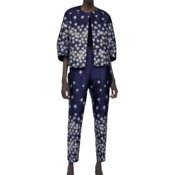 Zara dandelion pants crop jacket set jacquard NWOT a sold-out bloggers' favorite - Picture 1 of 12